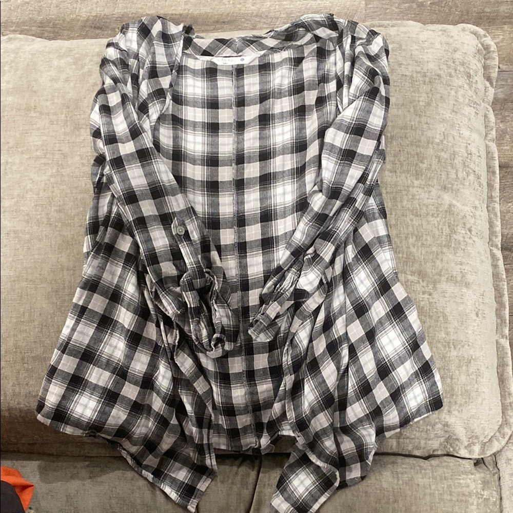 Plaid Black and White Women's Cardigan